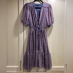 Vintage Floral Prairie Milkmaid Dress Tie Waist